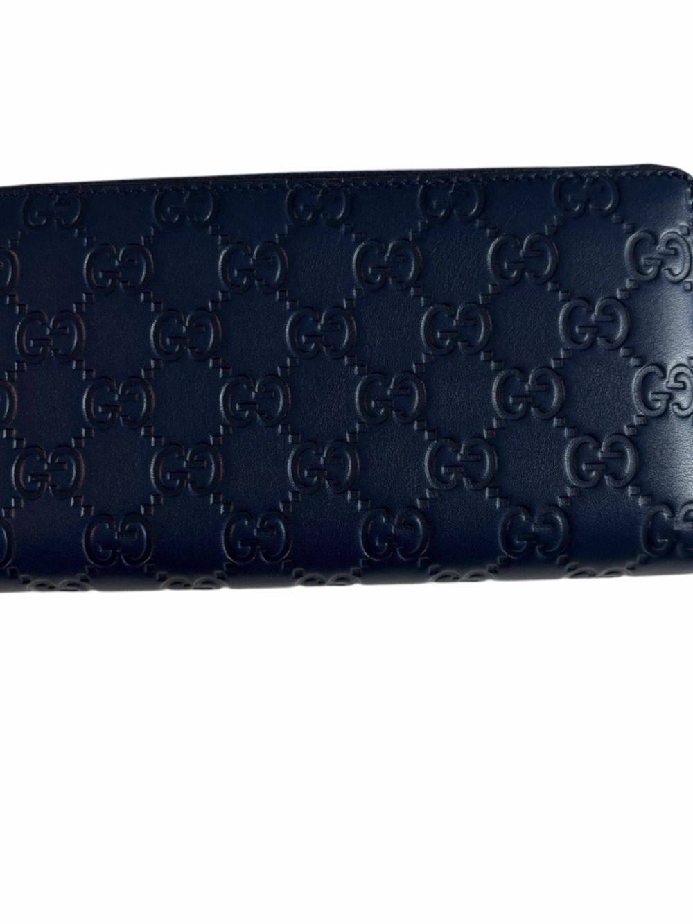 Gucci NAVY Embossed Embroidered Yankees Zip Around Wallet - Picture 7 of 14